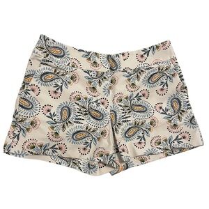 LOFT Womens Paisley Art Shorts White Chino Size 6 With Pockets Chic Y2K Bottoms
